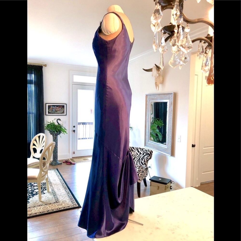 Nieman Marcus ABS Allen Schwartz EXC Y2K/20s 30s Sapphire bias cut gown Size 6 - Picture 7 of 15